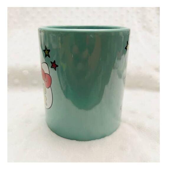 Hello Kitty Stars & Rainbow Letters 14oz Teal Ceramic Coffee Mug- NEW - Picture 4 of 6
